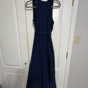 Leslie Fay Navy Sleeveless Maxi Dress with Self-Tie Waist